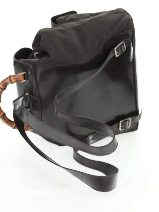 GUCCI Bamboo Backpack Nylon Brown Silver 003 1119 0016 Auth 161351 main image 8